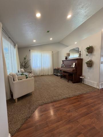 Same living room after recessed can lighting was installed